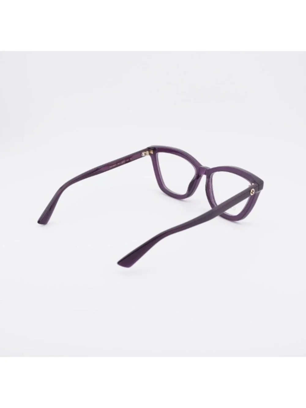 Gucci GG1686O 011 Eyeglasses Shiny Transparent Dark Purple 54mm Cat Eye Frame